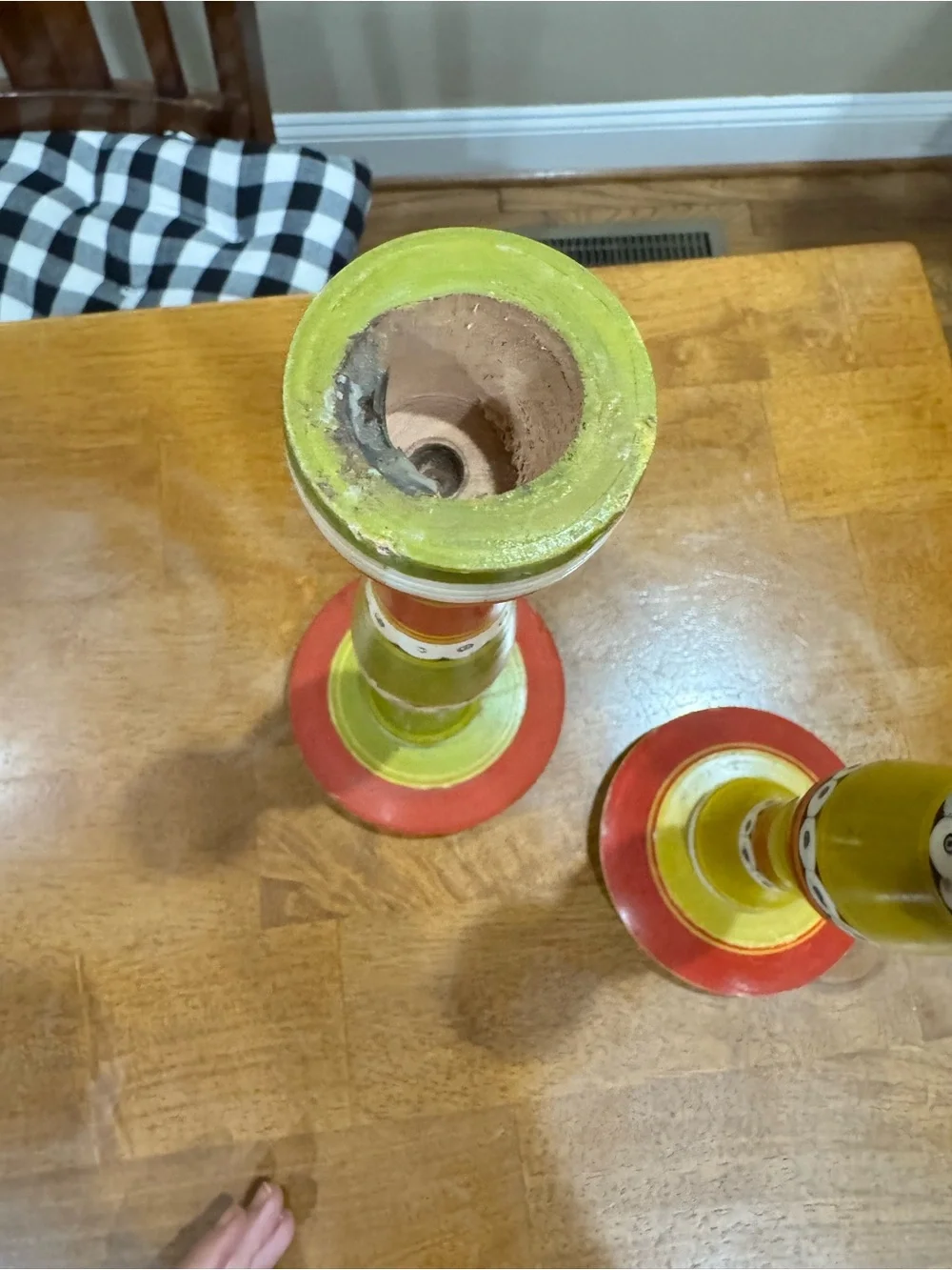 Handmade in India Painted Wood Candlesticks by Tozai Home